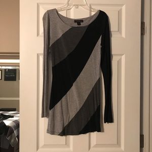 Black & Gray Striped Tunic/Dress